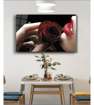 Women and Rose Art Design rectangular special Glass Picture!